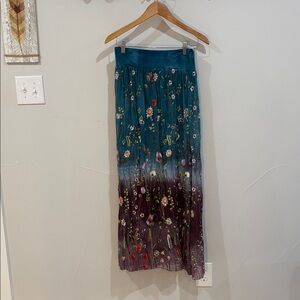 Cyndi Buck Colorado Floral Maxi Skirt - Teal and Purple
